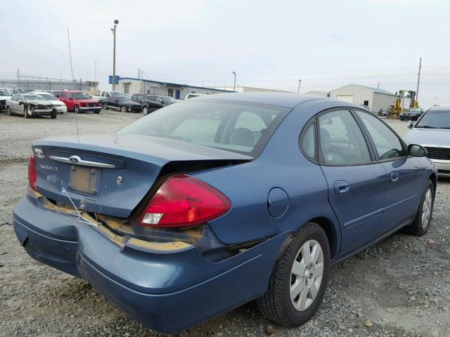 1FAFP52U62A107866 - 2002 FORD TAURUS LX BLUE photo 4