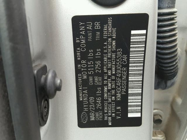 KMHGC46F49U055383 - 2009 HYUNDAI GENESIS 4. SILVER photo 10