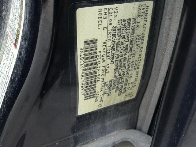 3N1BC1CP4BL428547 - 2011 NISSAN VERSA S BLACK photo 10