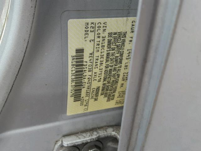 3N1BC13E38L375198 - 2008 NISSAN VERSA S SILVER photo 10