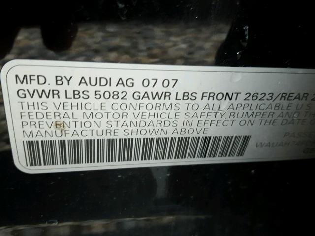 WAUAH74F08N032916 - 2008 AUDI A6 3.2 BLACK photo 10