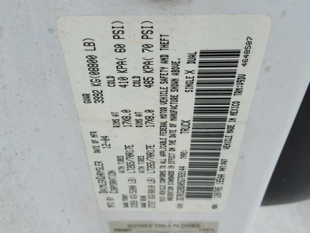 3D7KS28D05G769144 - 2005 DODGE RAM 2500 S WHITE photo 10