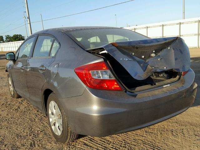 19XFB2F52CE087110 - 2012 HONDA CIVIC LX GRAY photo 3