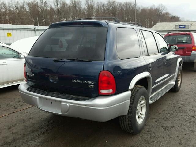 1D4HS58N13F517709 - 2003 DODGE DURANGO SL BLUE photo 4