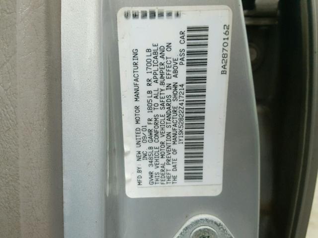 1Y1SK52822Z417214 - 2002 CHEVROLET GEO PRIZM 银色 照片 10