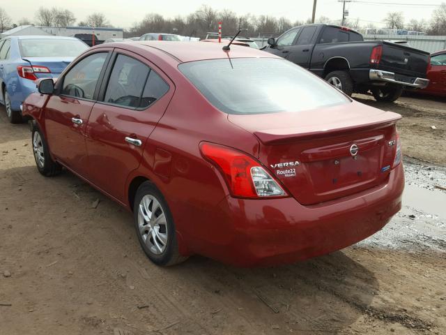 3N1CN7AP2CL849107 - 2012 NISSAN VERSA S RED photo 3