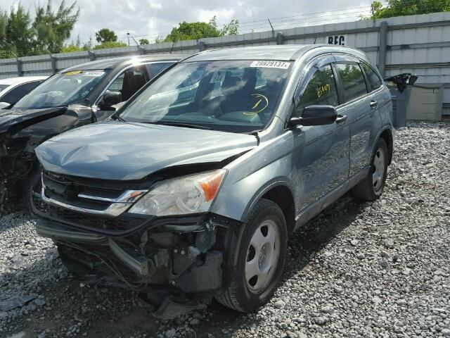 5J6RE3H30BL003629 - 2011 HONDA CR-V LX GREEN photo 2