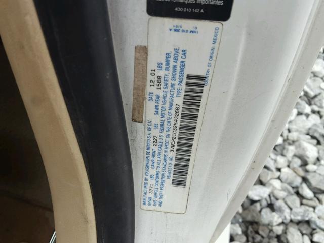 3VWCP21C32M432687 - 2002 VOLKSWAGEN NEW BEETLE 白色 照片 10