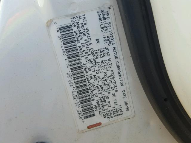 JT6HF10U4X0038326 - 1999 LEXUS RX 300 WHITE photo 10