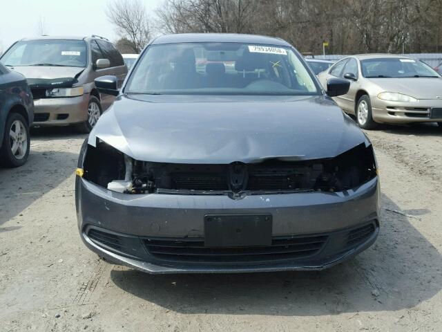 3VW2K7AJ0CM416003 - 2012 VOLKSWAGEN JETTA BASE GRAY photo 9
