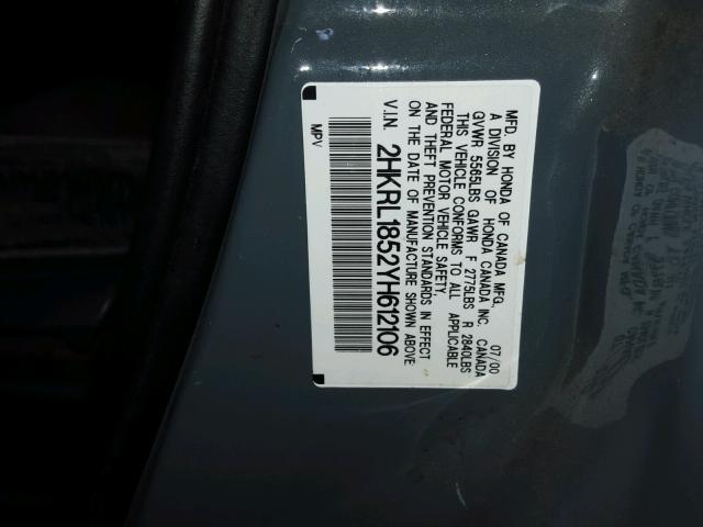 2HKRL1852YH612106 - 2000 HONDA ODYSSEY LX GRAY photo 10