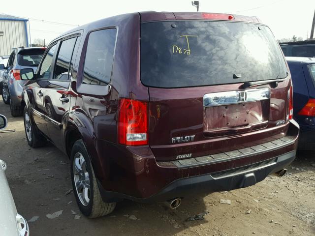 5FNYF4H7XEB012465 - 2014 HONDA PILOT EXLN MAROON photo 3