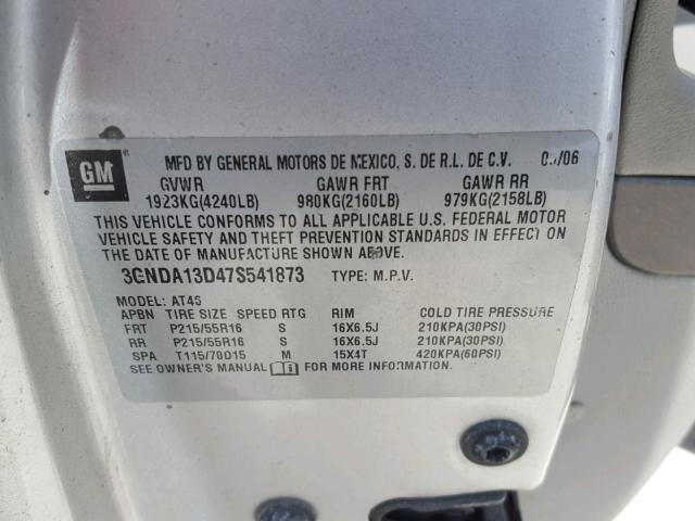 3GNDA13D47S541873 - 2007 CHEVROLET HHR LS 银色 照片 10