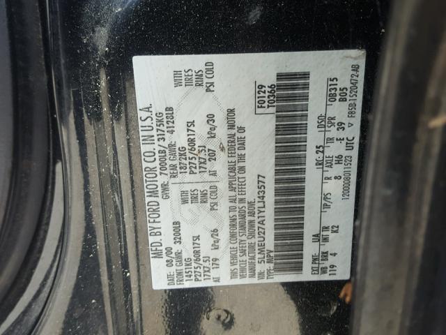 5LMEU27A1YLJ43577 - 2000 LINCOLN NAVIGATOR Czarny zdjęcie 10