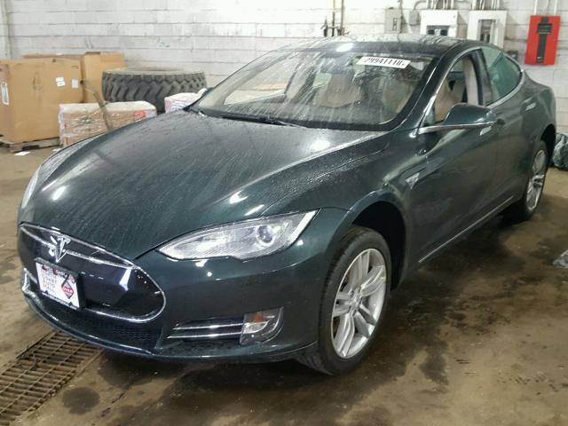 5YJSA1H1XEFP40978 - 2014 TESLA MODEL S GREEN photo 2