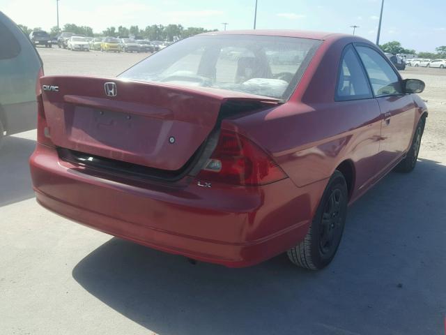 1HGEM22591L049987 - 2001 HONDA CIVIC LX RED photo 4