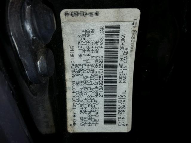 2T1BA02E5VC165036 - 1997 TOYOTA COROLLA BA BLACK photo 10