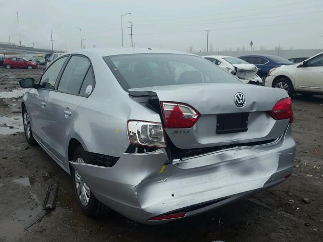 3VW1K7AJ0EM411415 - 2014 VOLKSWAGEN JETTA BASE Արծաթագույն լուսանկար 3