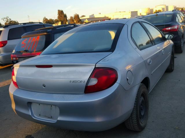 1B3ES46C81D196726 - 2001 DODGE NEON SE SILVER photo 4