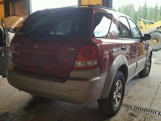 KNDJC733335158947 - 2003 KIA SORENTO EX RED photo 4