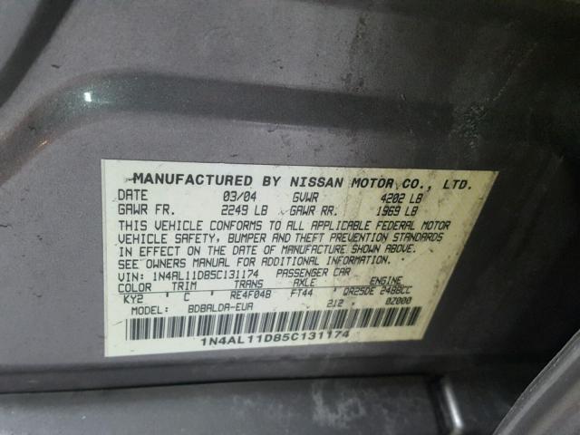 1N4AL11D85C131174 - 2005 NISSAN ALTIMA S TAN photo 10