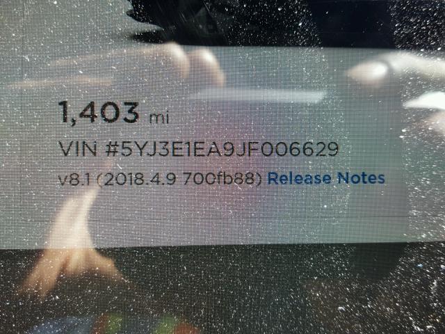 5YJ3E1EA9JF006629 - 2018 TESLA MODEL 3 შავი ფოტო 8