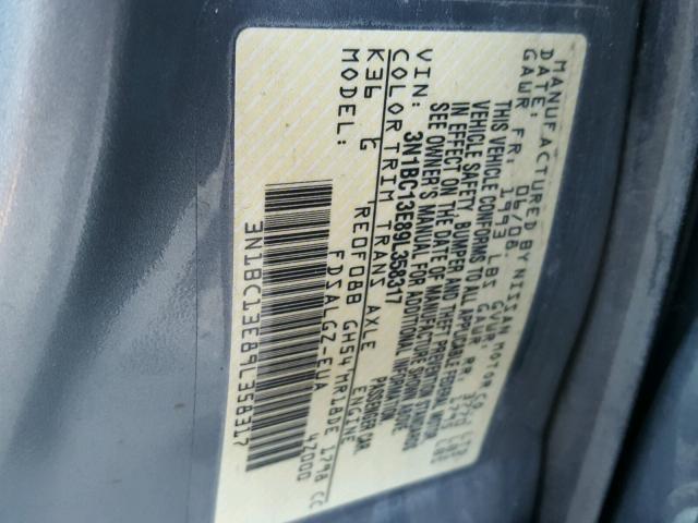 3N1BC13E89L358317 - 2009 NISSAN VERSA S SILVER photo 10