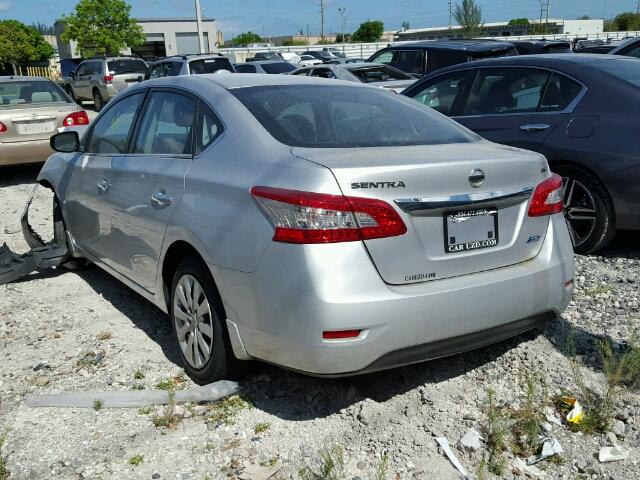 1N4AB7APXDN908151 - 2013 NISSAN SENTRA S SILVER photo 3