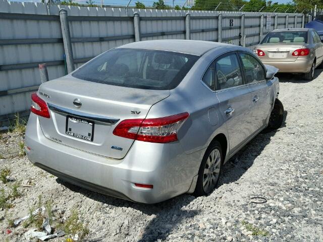1N4AB7APXDN908151 - 2013 NISSAN SENTRA S SILVER photo 4