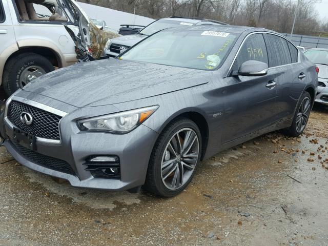 JN1AV7AR3EM703588 - 2014 INFINITI Q50 HYBRID GRAY photo 2