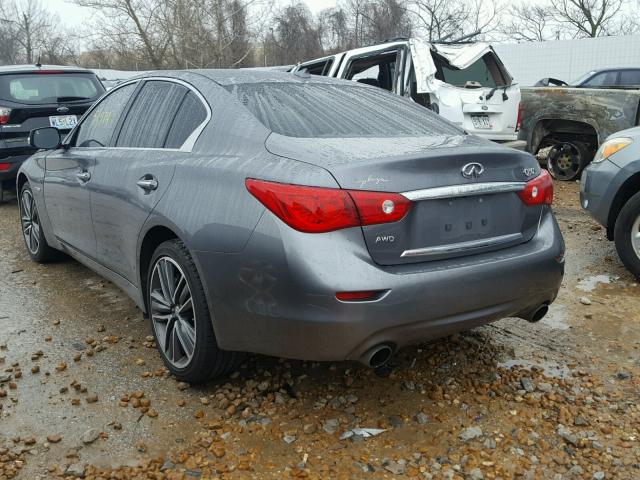 JN1AV7AR3EM703588 - 2014 INFINITI Q50 HYBRID GRAY photo 3