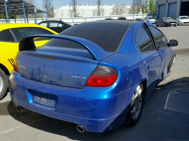 1B3ES66S84D615939 - 2004 DODGE NEON SRT-4 BLUE photo 4