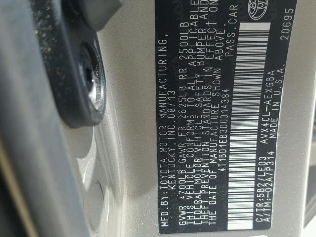 4T1BD1EB3DU014384 - 2013 TOYOTA AVALON HYB BEIGE photo 10