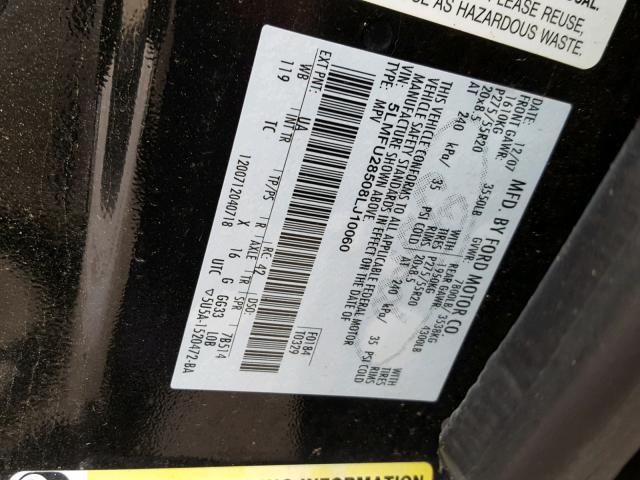 5LMFU28508LJ10060 - 2008 LINCOLN NAVIGATOR BLACK photo 10