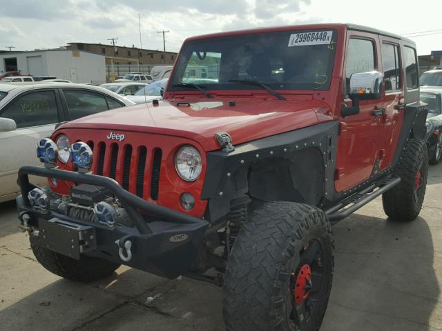 1C4BJWDG1EL268934 - 2014 JEEP WRANGLER U RED photo 2