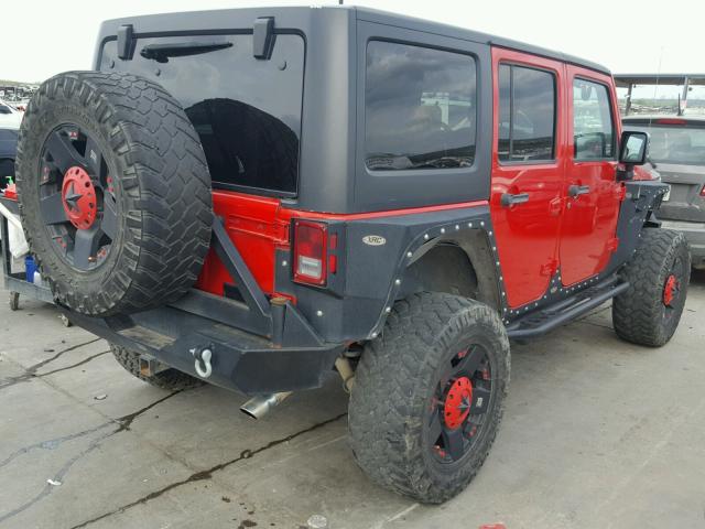 1C4BJWDG1EL268934 - 2014 JEEP WRANGLER U RED photo 4