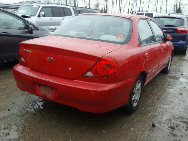 KNAFB121625185383 - 2002 KIA SPECTRA BA RED photo 4