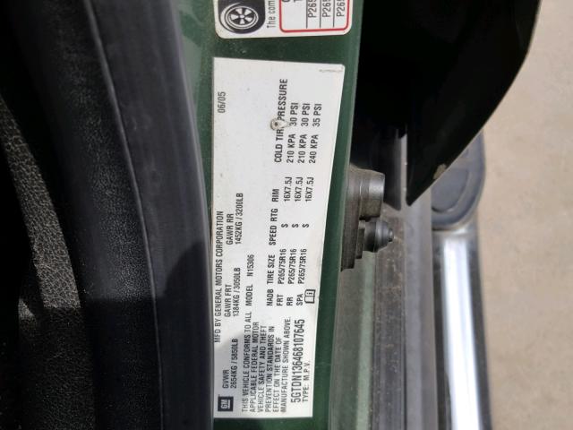 5GTDN136468107645 - 2006 HUMMER H3 Verde foto 10