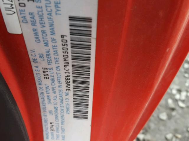 3VWBB61C9WM050509 - 1998 VOLKSWAGEN NEW BEETLE RED photo 10