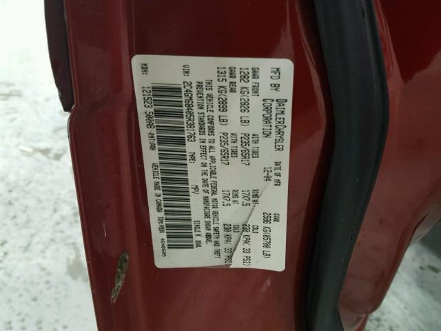 2C4GM68405R381763 - 2005 CHRYSLER PACIFICA T MAROON photo 10
