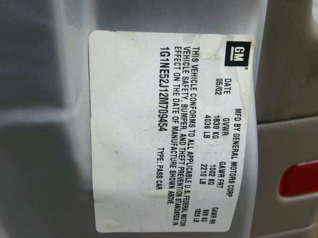 1G1NE52J12M709454 - 2002 CHEVROLET MALIBU LS თაფლისფერი ფოტო 10