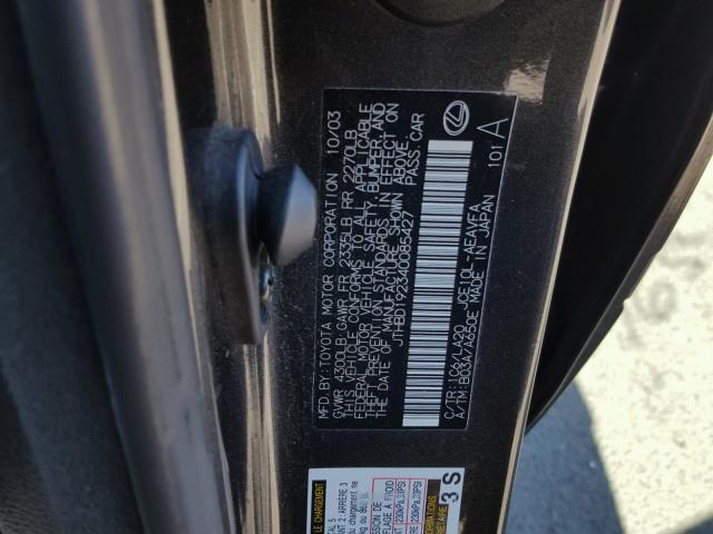 JTHBD192340085427 - 2004 LEXUS IS 300 GRAY photo 10