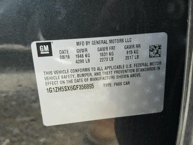 1G1ZH5SX6GF356895 - 2016 CHEVROLET MALIBU PRE GRAY photo 10