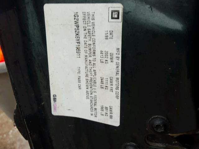 1G2WP52K6YF195911 - 2000 PONTIAC GRAND PRIX 绿色 照片 10