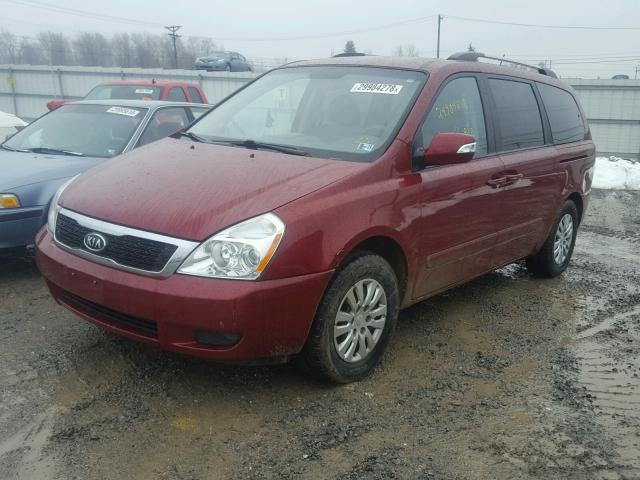 KNDMG4C76C6441033 - 2012 KIA SEDONA LX MAROON photo 2