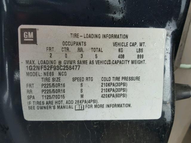 1G2NF52F93C258477 - 2003 PONTIAC GRAND AM S Qara foto 10