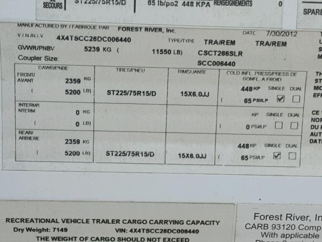 4X4TSCC26DC006440 - 2013 SAND TRAILER 双色 照片 10