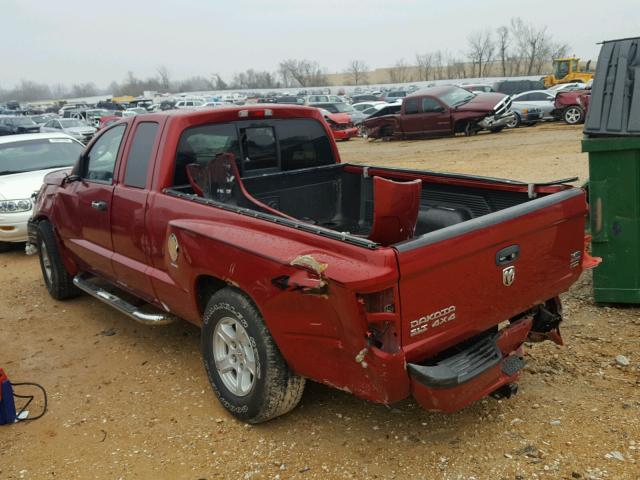 1D7HW42P27S227486 - 2007 DODGE DAKOTA SLT RED photo 3