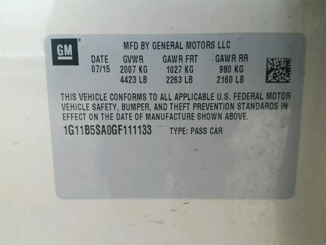 1G11B5SA0GF111133 - 2016 CHEVROLET MALIBU LIM 金色 照片 10