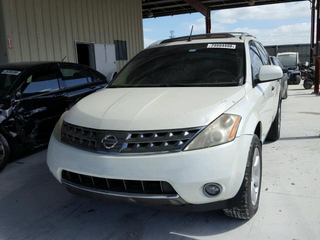 JN8AZ08W97W615032 - 2007 NISSAN MURANO SL WHITE photo 2